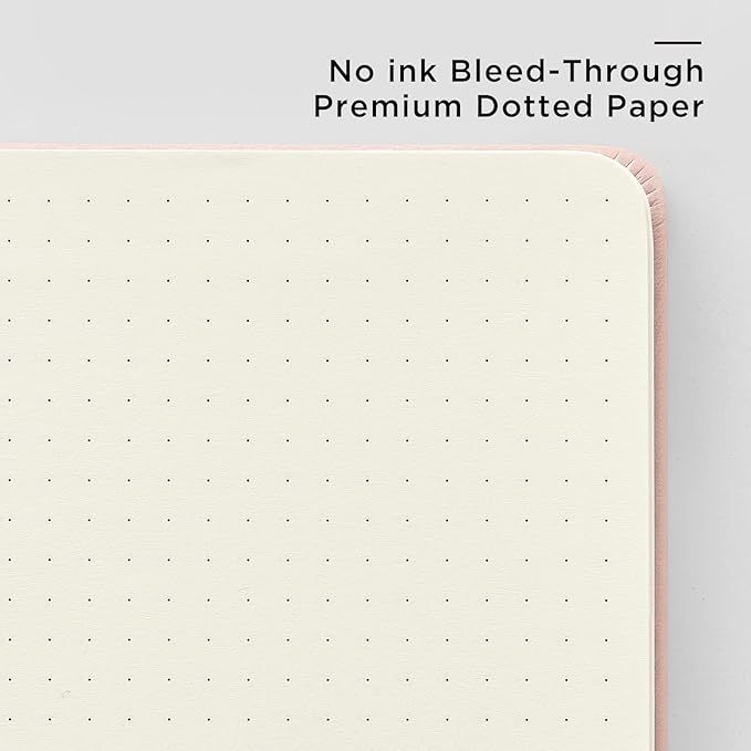 &And Per Se Dotted Journal Notebook, A5 Hardcover Leather Bullet Dotted Journal, 160 Pages 100 gsm Thick Dotted Paper, Valentine's Day Gift Journals for Her (Pink)