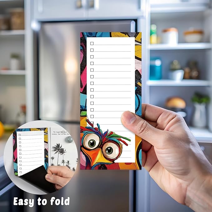 Tlenpo Magnetic Notepad for Fridge, 6 Pack Magnetic Grocery List Pads, 31 Sheets, 100gsm Acid-Free Paper, Full Magnetic Back, Doodle-Themed To Do & Shopping List Notepads