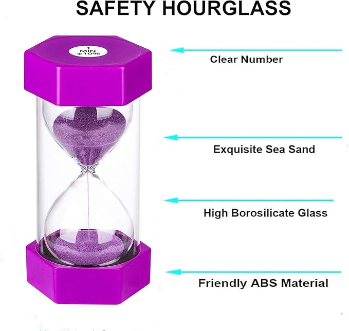 SuLiao Sand Timer 1 Minute Hourglass, Colorful Small Purple Sand Clock one Minute, Reloj De Arena 1 Min, Plastic Hour Glass Sandglass Timer for Kids, Games, Classroom, Kitchen, Decor