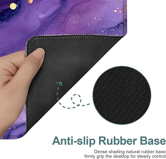 Purple Extended Gaming Mouse Pad 35.4x15.7Inch Large Desk Mat Anti-Slip Rubber Base & Durable Stitched Edges for Gamers Smooth Mouse Writing Surface for Desk Office/Home