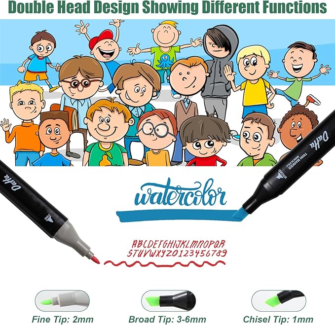 100 Colors Alcohol Markers Set, Dual Tips Blender Art Markers for Drawing Sketching Coloring Artist Pens and Underlining, Professional Permanent Sketch Markers for Kids Adult Coloring