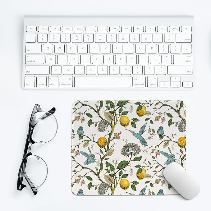 Lemon Tree Mouse Pad,Small Yellow Italian Lemon Tree Mouse Pad,Floral Desk Mat,Girly Summer Mouse Pads Desktop for Dorm Home Office Desktop Decor,11.8x9.8 Inch
