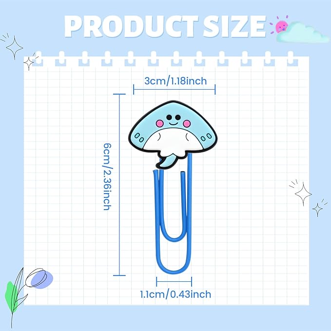 Cute Paper Clips, 50Pcs Ocean Animals Bookmark Paperclips Bulk Metal Fun Sea Animals Planner Clip Clamp Desk Accessories Stationery Colorful Office Supplies Gifts for Student Teacher Party Decorative