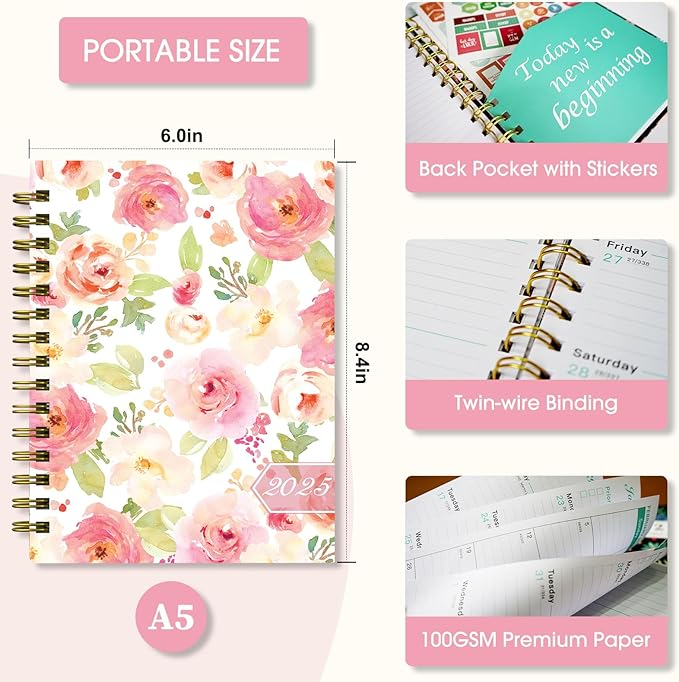 Ymumuda 2026 Planner, Daily Weekly Monthly Planner, 2026 Calendar Planner (Jan 2026 - Dec 2026), 8.4" x 6.3", Teacher School Student Work Agenda with Tabs, Ideal for School Office Supplies