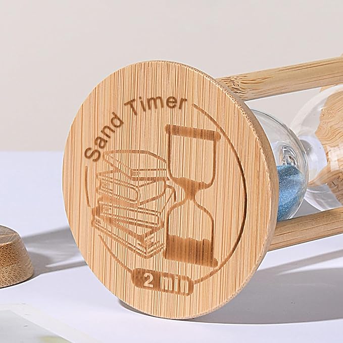 SuLiao Wooden Sand Timer 2 Minute Hourglass, Beech Sand Clock, Blue Small Watch 2 Min Timer, Reloj De Arenai Hour Glass Sandglass for Home Office Decorative Game Classroom