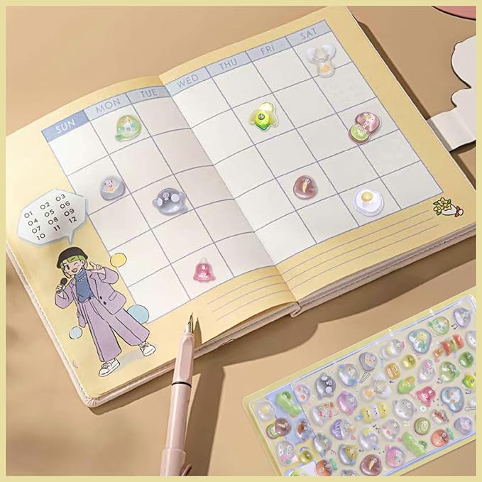3D Cute Cartoon Chicken Puff Stickers - Kawaii Mini Puffy Stickers for Scrapbooks, Planners, Journals, Laptops & Phone Cases