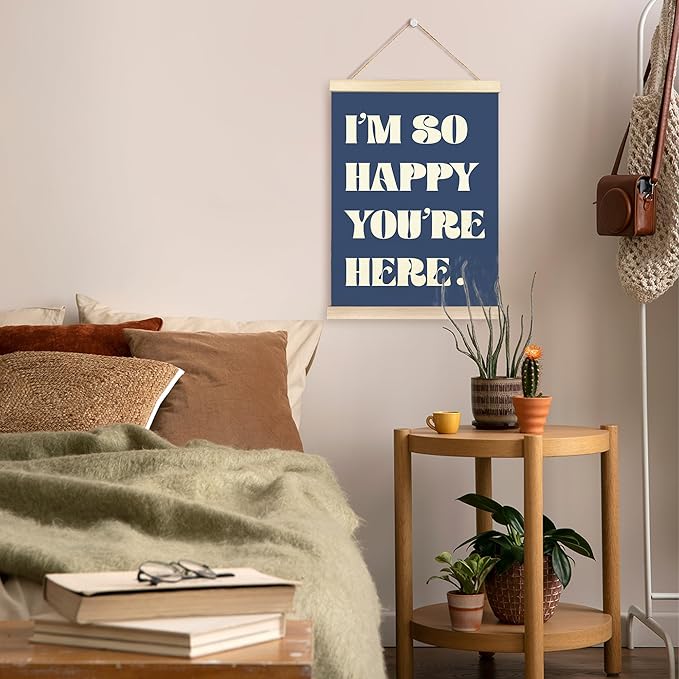 TAEDIN Boho Classroom Wall Art Poster Hanger Frame - Blue Nursery Wall Art with Wood Frames, Inspirational Wall Hanging Decor for Baby Kids Room School Home Bedroom, 12x16 Inches