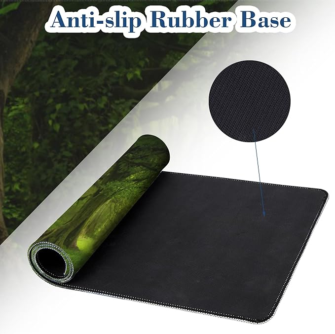 Deep Tropical Jungle Forest Mouse Pad Desk Mat XL Large Gaming Mousepad Extended Computer Keyboard Mat with Non-Slip Rubber Base and Stitched Edge 11.8 x 31.5 Inch for Gaming and Office Work