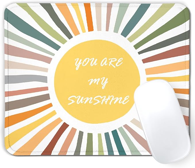 Boho Colorful Sun You are My Sunshine Mouse Pad Gifts,Mouse Pads Mousepad for Desk Home Office Dorm Computers Laptop, Boho Office Supplies Desk Accessories, 9.5x7.9 Inch