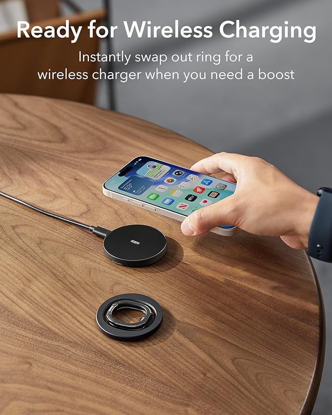 ESR for MagSafe Phone Grip, MagSafe Ring Holder, Magnetic Phone Ring Holder, Magnetic Phone Grip with 2-Way Stand for iPhone 17/16/15/14/13/12, Samsung, Google, All Smartphones(2 Metal Rings included)