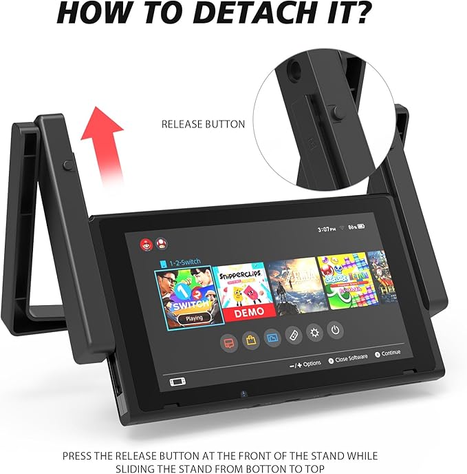Car Holder for Nintendo Switch/OLED, Foldable and Adjustable Table Stand Playstand Bracket, Portable Compact Console Desktop Holder Dock Car Headrest Play Stand Mount, Black