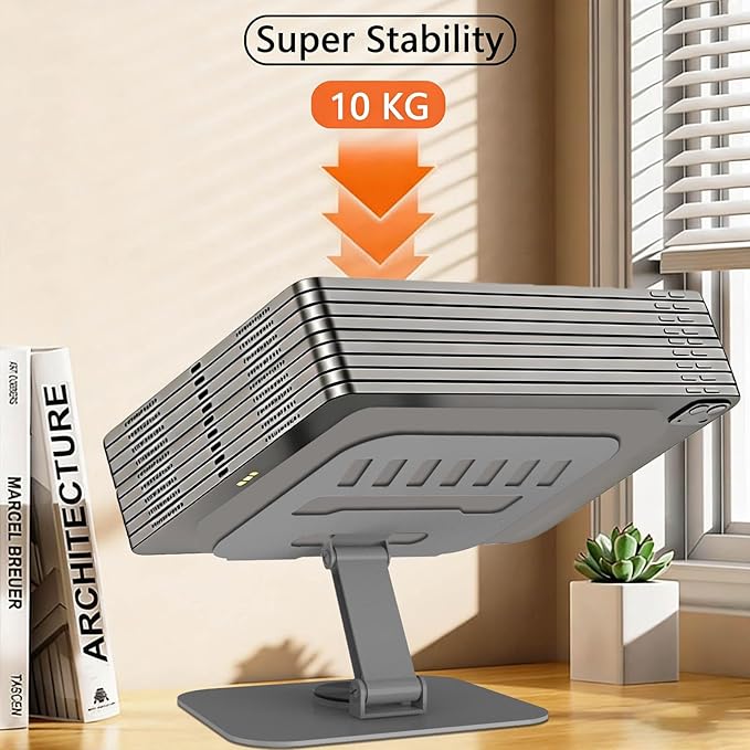 Larger Metal Tablet Stand, Adjustable 360° Rotation Tablet Holder Compatible with 4-16" Tablet Such as iPad Pro Air, iPad mini, Tab S10 Ultra, Grey