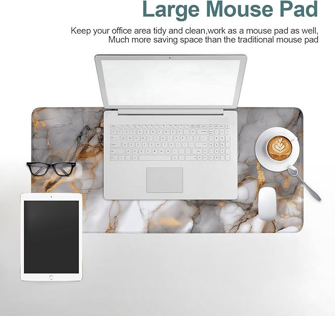 Marble Stripes Extended Gaming Mouse Pad 31.5x11.8inches Large Desk Mat Anti-Slip Rubber Base & Durable Stitched Edges for Gamers Smooth Mouse Writing Surface for Desk Office/Home