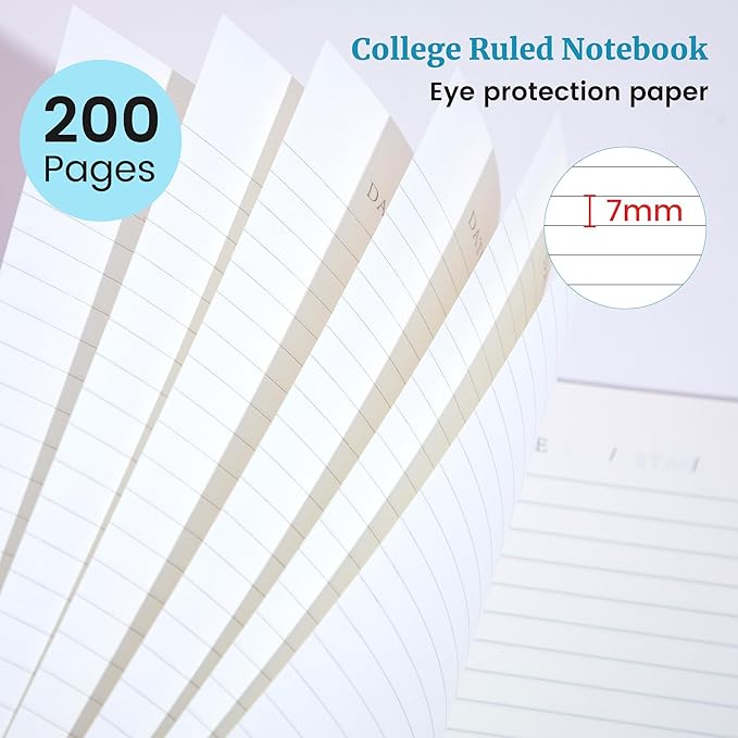 FLYING EAGLE Spiral Notebook 8.5 X 11, 1 Subject, 200 Pages College Ruled Notebook, 3-Hole Punched Paper, Hardcover Spiral Bound Notebooks for Work, School, Lined Note Taking, Blue