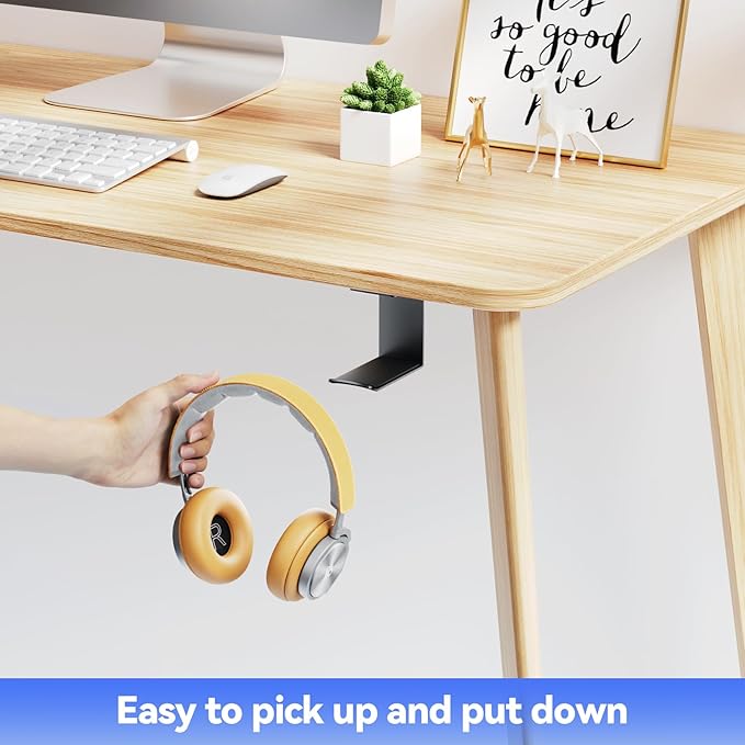 Headphone Stand Hanger,Headset Holder Mount,Hook with Strong Adhesive Tape for Headphones (H02-Black-1PCS)