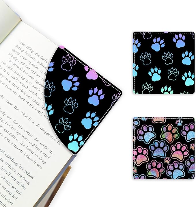 2 Pack Dog Paw Leather Book Corner Bookmark, Durable Handmade Reading Accessories - Gifts for Readers, Women, Men, Teachers, Students