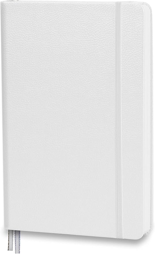 Minimalism Art, Premium Hard Cover Notebook Journal, Classic 5" x 8.3", 122 Numbered Pages, Gusseted Pocket, Ribbon Bookmark, Extra Thick Ink-Proof Paper 120gsm, San Francisco (Plain, White)