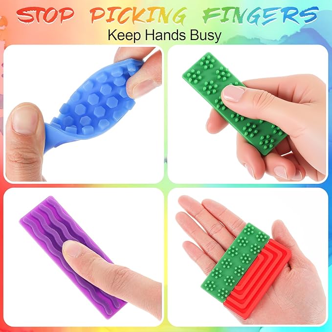 Ireer 6 Pcs Textured Sensory Stickers Silicone Desk Fidget Decals Thick Mental Health Stickers Strips Different Textured Calm Decals Stress Anxiety Relief Items for Adult Autism ADHD Desk Office Gift