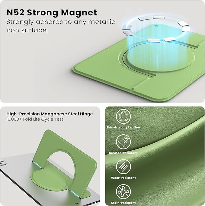 Nillkin Flexwing Adhesive Tablet Stand, 0.14 inch Invisible Slim iPad Holder, Stepless Adjustable Stand, Built-in Back Magnets, Compatible with Tablets Up to 10.4-13.2 inch, Green