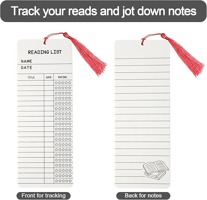 50 Pack Read Across America Bookmarks with Tassels - Bulk Reading Tracker & Log for Students - 3x8 Inch Classroom Rewards for Literacy Week, Teachers, School Library - Reading Challenge Prizes (White)