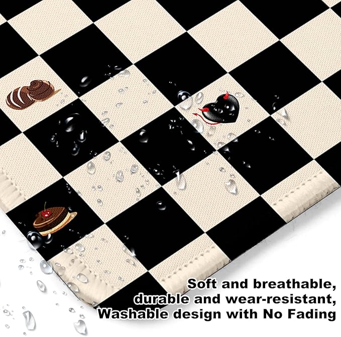 Square Mouse Pad with Non-Slip Rubber Base,Home Office Decoration Desktop Accessory, Laptop Mouse Pad for Office Laptops,9.4x7.8x0.12in(Black and White Checkered 2)