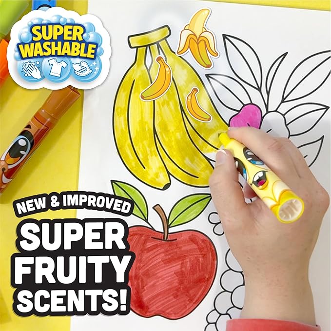 Scentos Fruit Scented Chisel Tip Markers, 12 Pack, Kid Approved, Super Washable, for Posters and Science Fairs, Assorted Colors