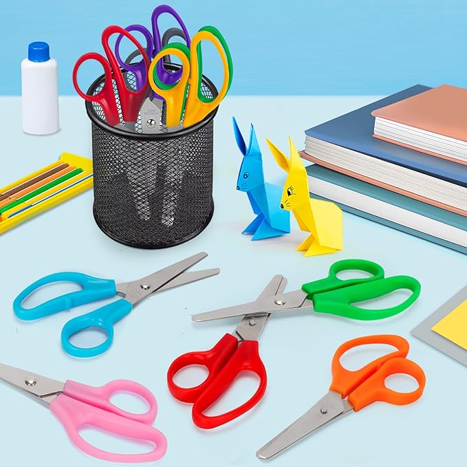 Toidgy 100 Pack Kids Scissors, 5 Inch Scissors Bulk for School, Blunt Tip Scissor for Kids Student Teacher,Kids Safety Scissor for Preschool Classroom Office Home,School Supplies Craft Cutting Paper