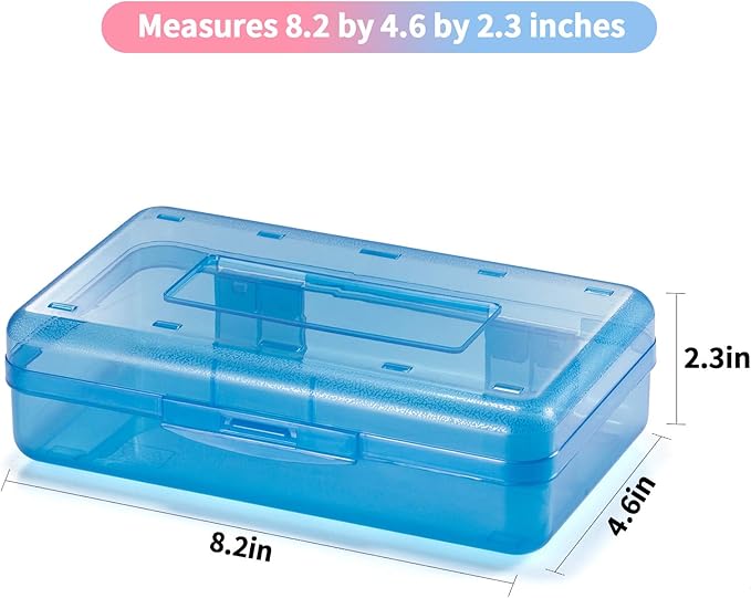 Sooez 3 Pack Pencil Case, Large Hard Pencil Box Bulk, Clear Crayon Box Marker Pen Organizer, Plastic Storage Container with Snap Lid, Art Craft Organizer Back to School Supplies, Colorful