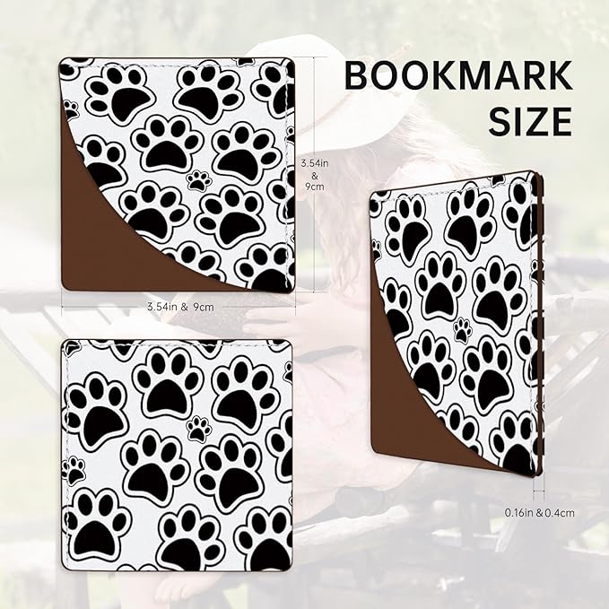 2 Pack Dog Paw Leather Book Corner Bookmark, Durable Handmade Reading Accessories - Gifts for Readers, Women, Men, Teachers, Students 2