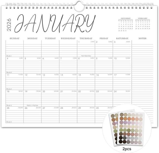 2026 Calendar, 2025-2026 Calendar Wall from Jul. 2025 to Dec. 2026, 14.7" X 11.5" Paper Monthly Planner Wall Hanging Calendar with Thick Paper for Office Home Planning & Organizing (wall calendar A)