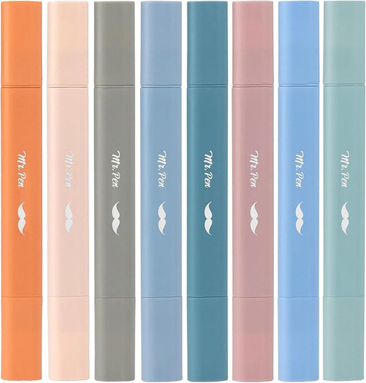 Mr. Pen- Aesthetic Bible Highlighters No Bleed Through Assorted Color, 8pcs, Ocean Mist, Cute Highlighter Dual Tip for Journaling Supplies and School Accessories, Bible Highlighters and Pens No Bleed