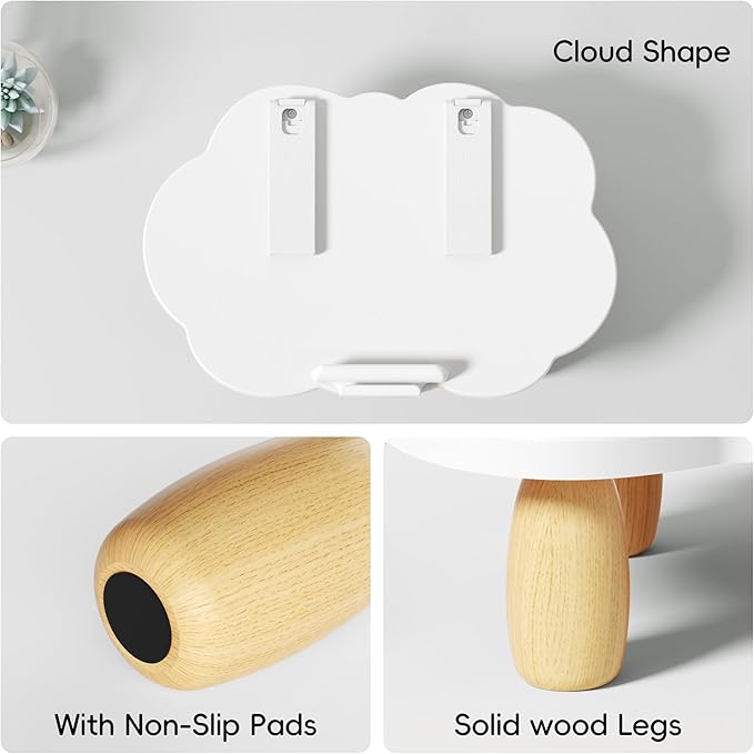 Adjustable Wood Laptop Stand, Ergonomic Height Angles Computer Stand, Cloud-Shaped Holder Riser Notebook Stand for Desk Compatible with Air, Pro, Dell, HP, Lenovo More 10-17.3" Laptops, White