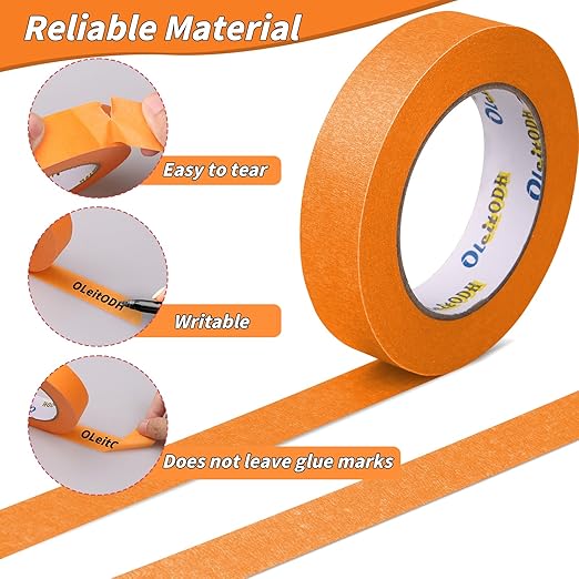 15 Rolls Orange Painters Tape Bulk 1 inch x 825 Yards, Painters Masking Tape No Residue Wall Painting Tape Artist Tape Trim Edge Finishing Tape for Wall Painting Decoration DIY Supplies