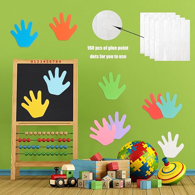 144 Pieces Hand Cutouts Paper Hand Shape Cut-Outs Assorted Color Handprint Shape Cutouts Blank Creative Paper Cutouts for Kids DIY Craft Art Project Home School Classroom Decorations