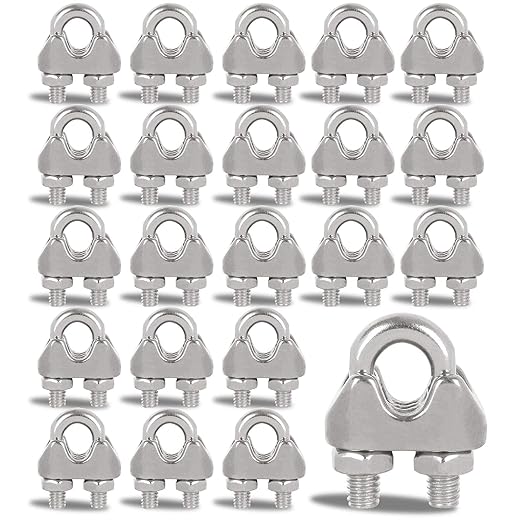 40 PCS 1/4" Stainless Steel Wire Rope Cable Clip Clamp M6 Wire Rope Clamp Wire Rope Cable Clip Clamp U Bolt Saddle Fastener