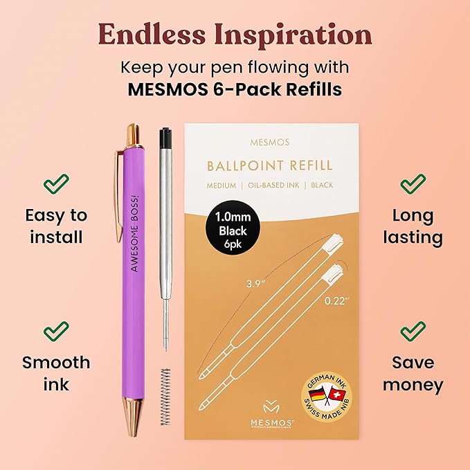 MESMOS 3pk Fancy Ballpoint Pens for Women, Best Boss Lady Gifts for Women, Boss Appreciation Birthday National Day Thank You Gifts