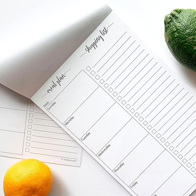 321Done Weekly Plan Magnetic Notepad – Checklist Made in USA – Two Column, 50 Sheets (5.5x8.5) Small to-Do Week Planning Memo Pad Meal Menu Planner Inserts Grocery Shopping Schedule Sunday Start