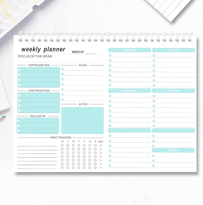 Weekly Planner, 7.5''x10.2'' Weekly To Do List Notepad, Undated Weekly Planner Notepad with 52 Tear Off Sheets Planner, Habit Tracker Productivity Organizer for Home School and Work