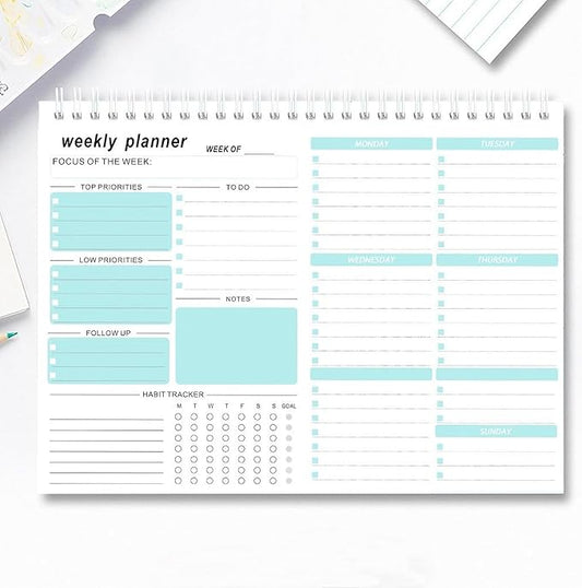 Weekly Planner, 7.5''x10.2'' Weekly To Do List Notepad, Undated Weekly Planner Notepad with 52 Tear Off Sheets Planner, Habit Tracker Productivity Organizer for Home School and Work