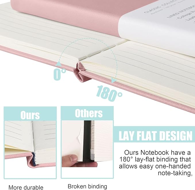 Lined Journal Notebook, 10Pack Hardcover Notebook for Men & Women – Journals for Writing, Work, School, Home & Daily Notes, 160 Pages – Medium A5, 5.7"x8", 100 gsm Thick Paper (Pink)