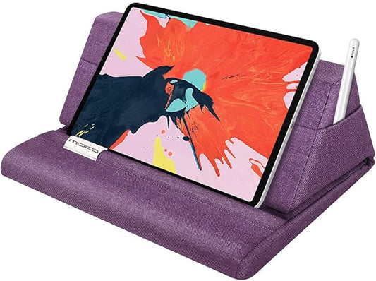MoKo Tablet Pillow Stand, Soft Bed Pillow Holder, Fits up to 11" Pad, Fit with iPad 10.2"(8th Gen), New iPad Air 4 10.9"/ Air 3, iPad Pro 11/10.5/9.7, Mini 5 4, Galaxy Tab S6/ S7 11", Purple