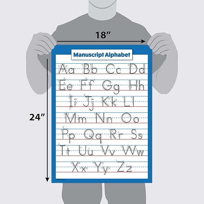 Palace Learning ABC Alphabet - Cursive Chart & Manuscript Poster - Laminated 2 Poster Set (Laminated 18" x 24")
