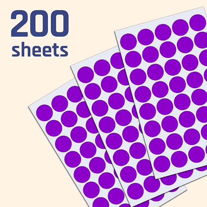 8000 Pack, 3/4" Round Dot Stickers Circle Labels - Purple