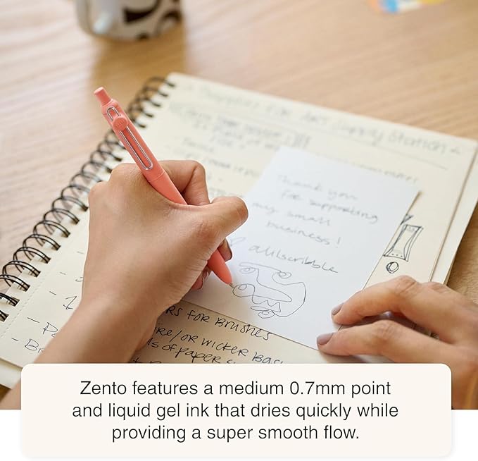 Uniball Zento Gel Ink Rollerball Pens, 8 Black Medium Point Smooth Writing Pens, Colored Japanese Pens, Harmony Colors