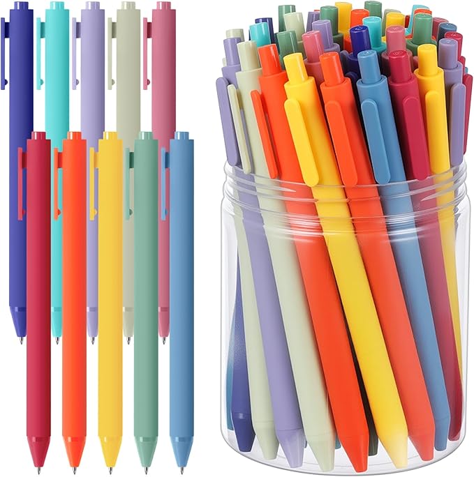 Crtiin 100 Pcs Gel Ink Pens Bulk, Black Ink 0.5mm Fine Point Retractable Pen Smooth Writing Office Supplies for Teacher Server Nurse Valentine Galentine Gift (Rainbow Colors)