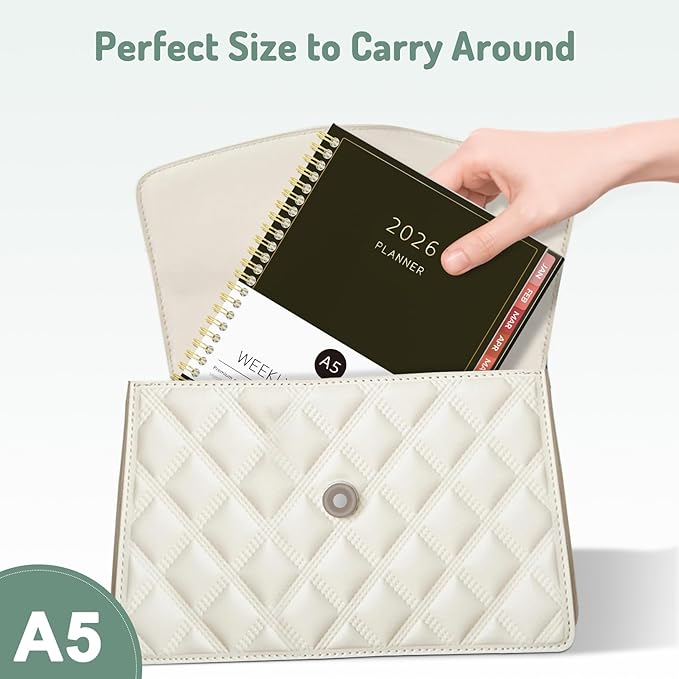 2026 Planner, Forvencer Calendar Planner Weekly and Monthly (Jan 2026-Dec 2026), 6" X 8", Agenda Book, Daily Journal Notebook with Tabs, Flexible Cover, Home School Organizer, A5, Mint Green