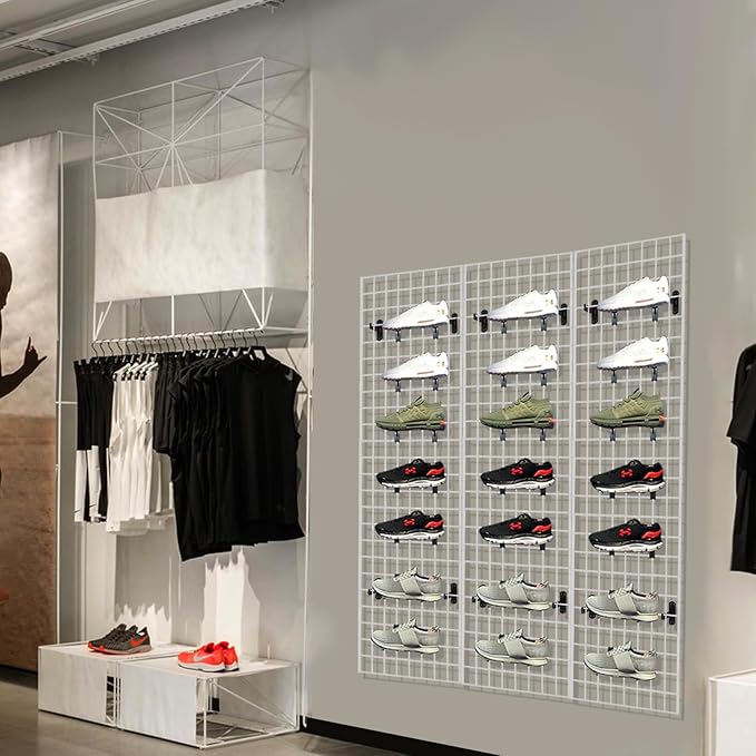 Gridwall Panels, Heavy Duty Grid Panel for Retail Display Wall, 2' Width x 4' Height, White, 4 Pack