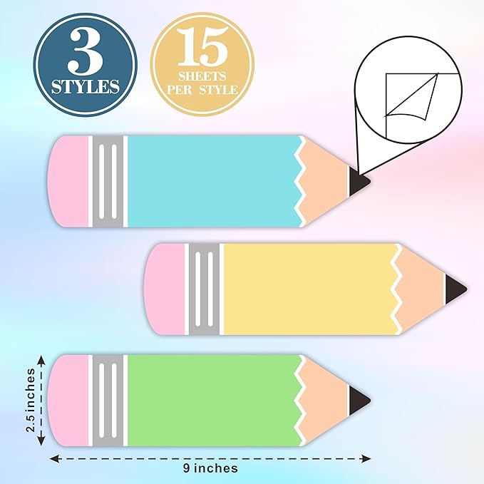 Self-Adhesive Student Name Tags -Colorful Pencils Shapes Name Plate Stickers for Teens -45 Pcs Multipurpose Name Label Favors Decorations & Supplies for Classroom Desks Bulletin Boards School -A05