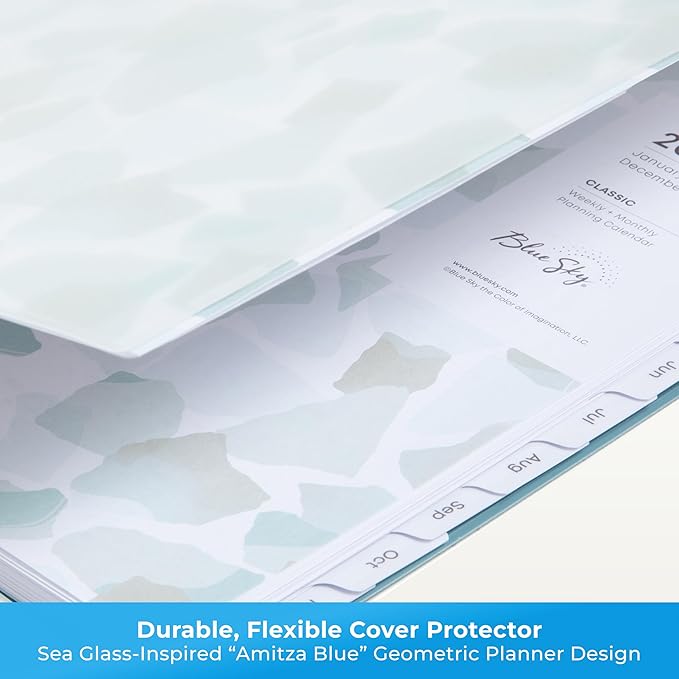 Blue Sky 2026 Weekly and Monthly Planner Calendar, January 2026 - December 2026, 8.5" x 11", Flexible Frosted Cover, Laminated Tabs, Durable Twin Wire Binding, Storage Pocket, Amitza