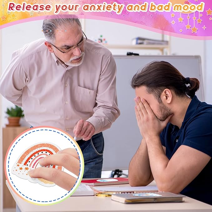36 Pcs Anxiety Sensory Stickers Strips Adhesive Textured Mental Health Calm Stickers Mindfulness Fidget Decals Stress Anxiety Relief Items for Therapy Office Desk(Boho Style)